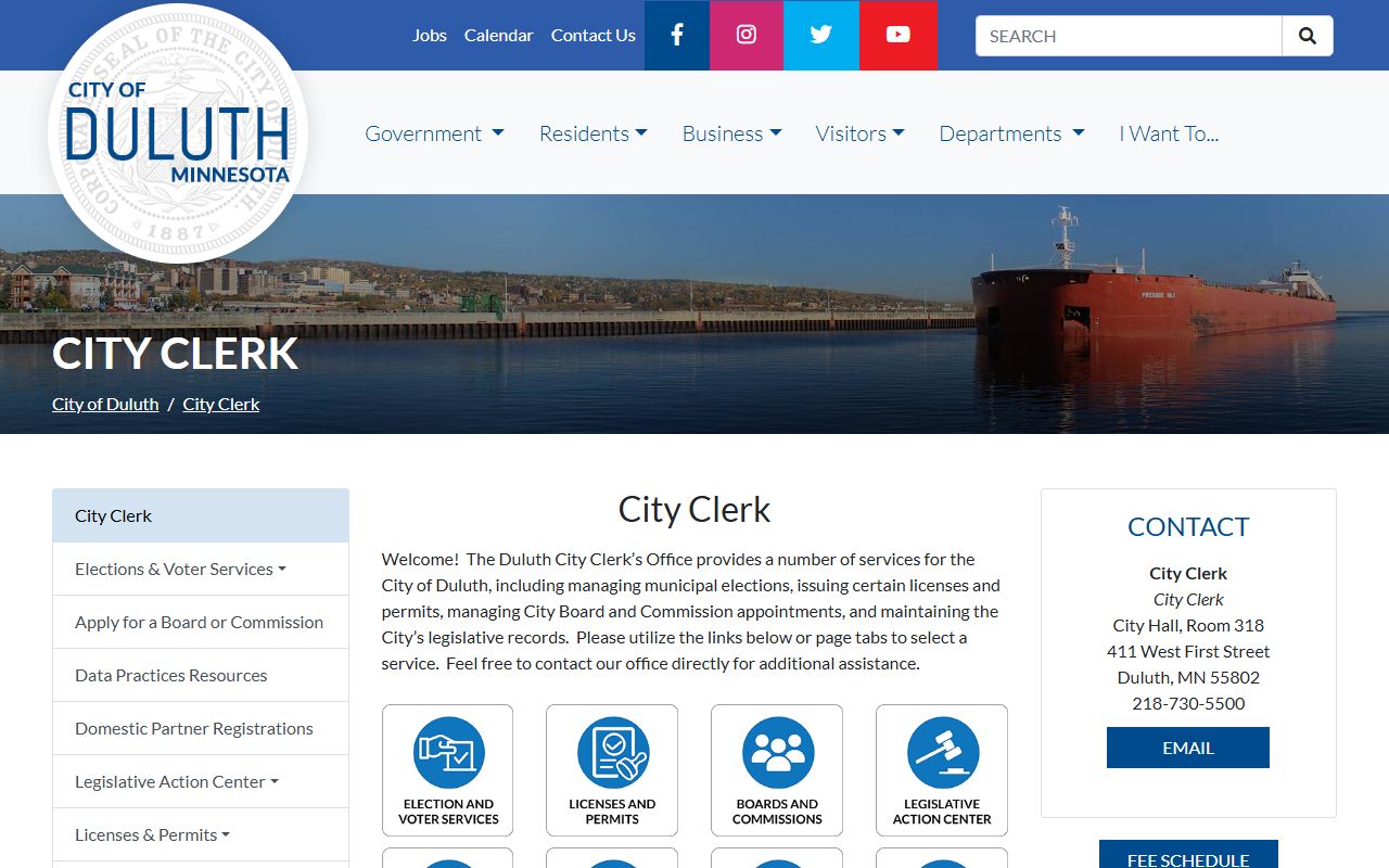 Duluth city clerk office marriage license reference information