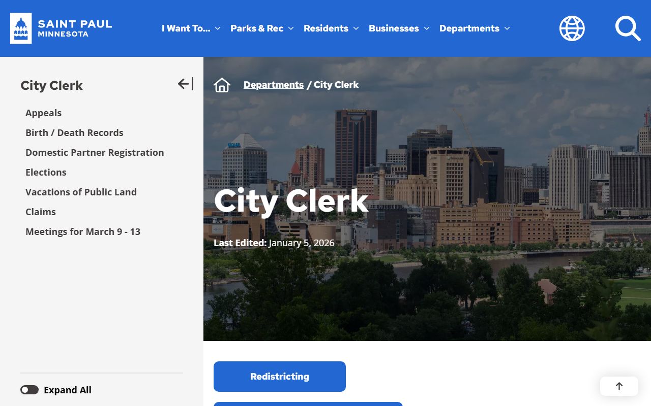 St. Paul city clerk office marriage license reference