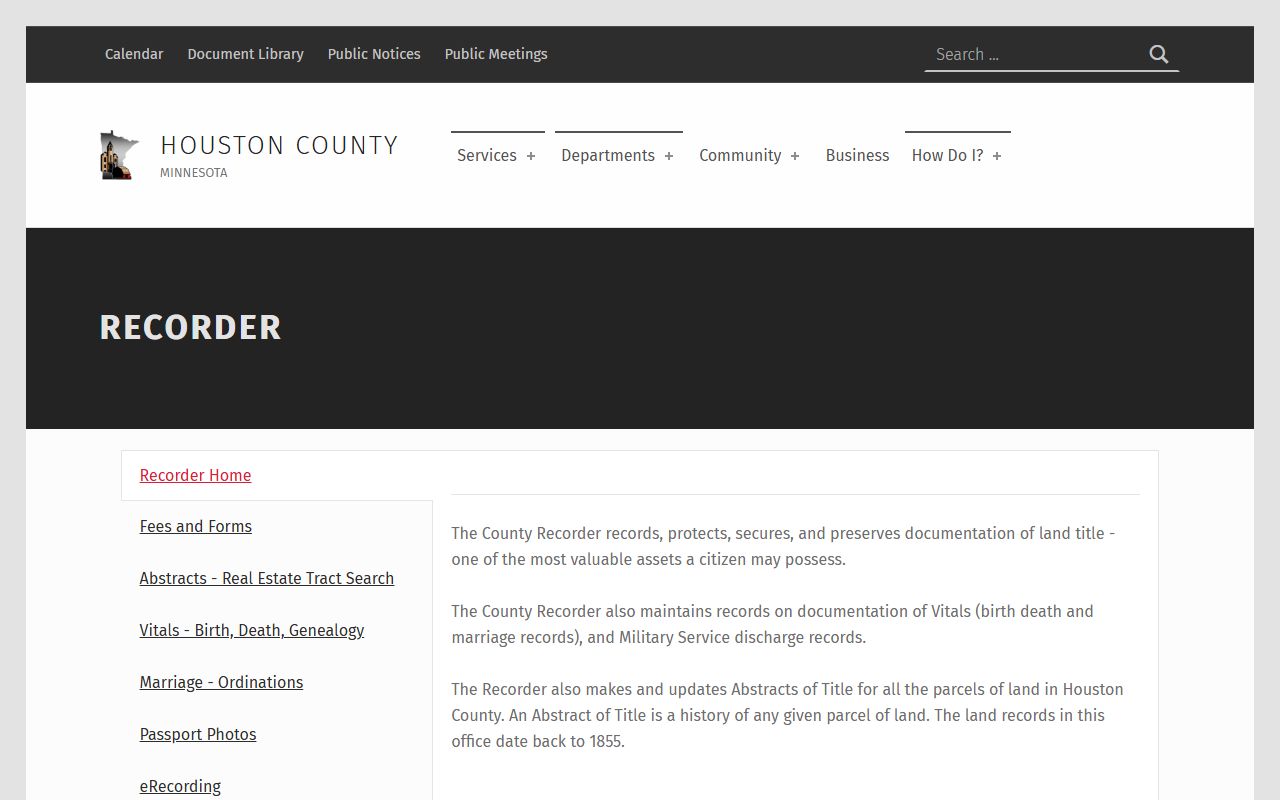 Houston County Recorder office page
