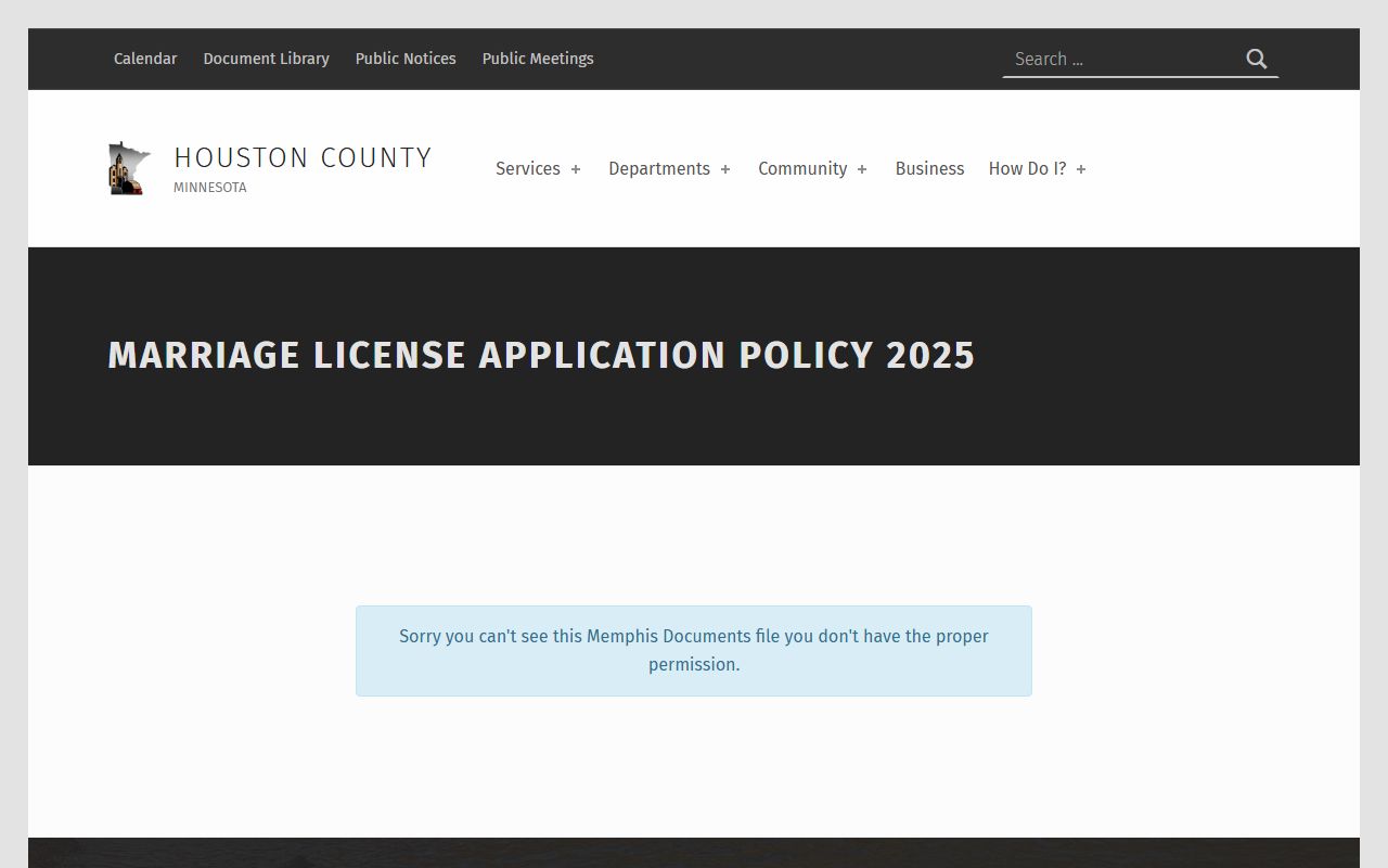 Houston County marriage license page