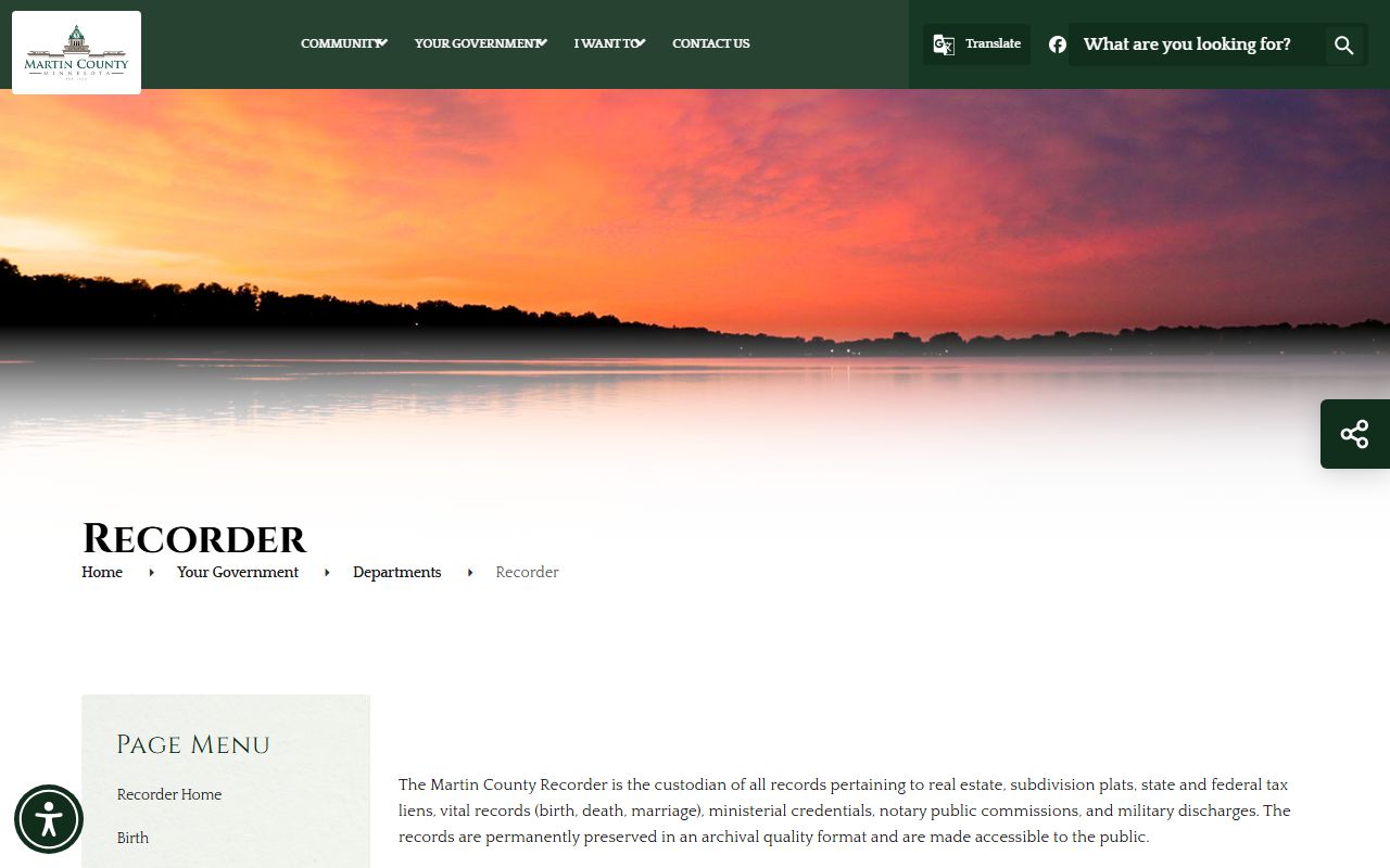 Martin County Recorder department page