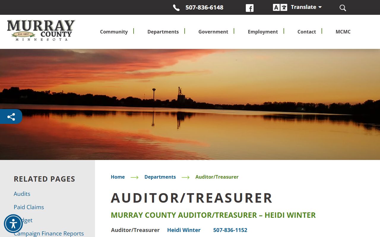 Murray County Auditor-Treasurer office page handling marriage license applications in Slayton