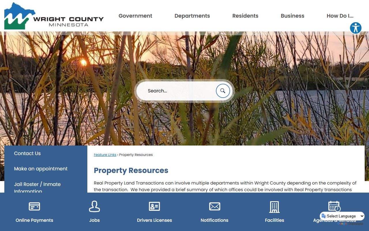 Wright County Recorder property resources page for marriage license information